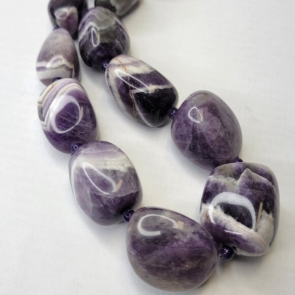 Chunky Amethyst Purple Necklace Fashion Gemstone Necklace - Picture 7 of 11